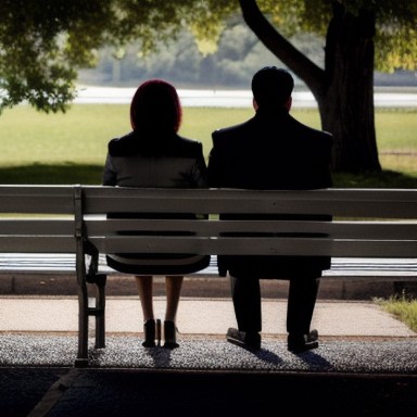 Casal triste em um banco