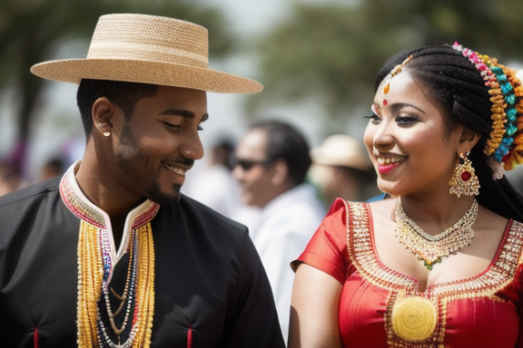 Diverse couple enjoying a cultural festival