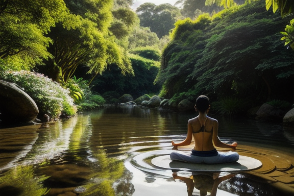 Person meditating in nature